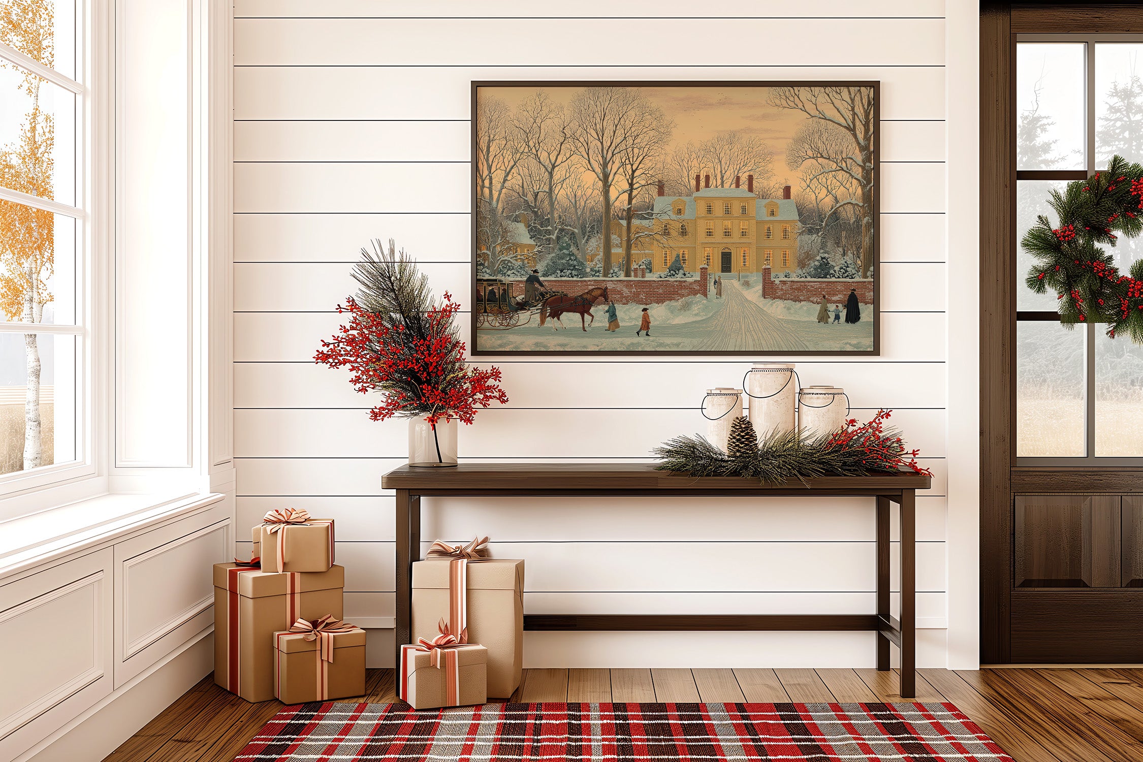 Yellow Manor Awaits Winter Evening