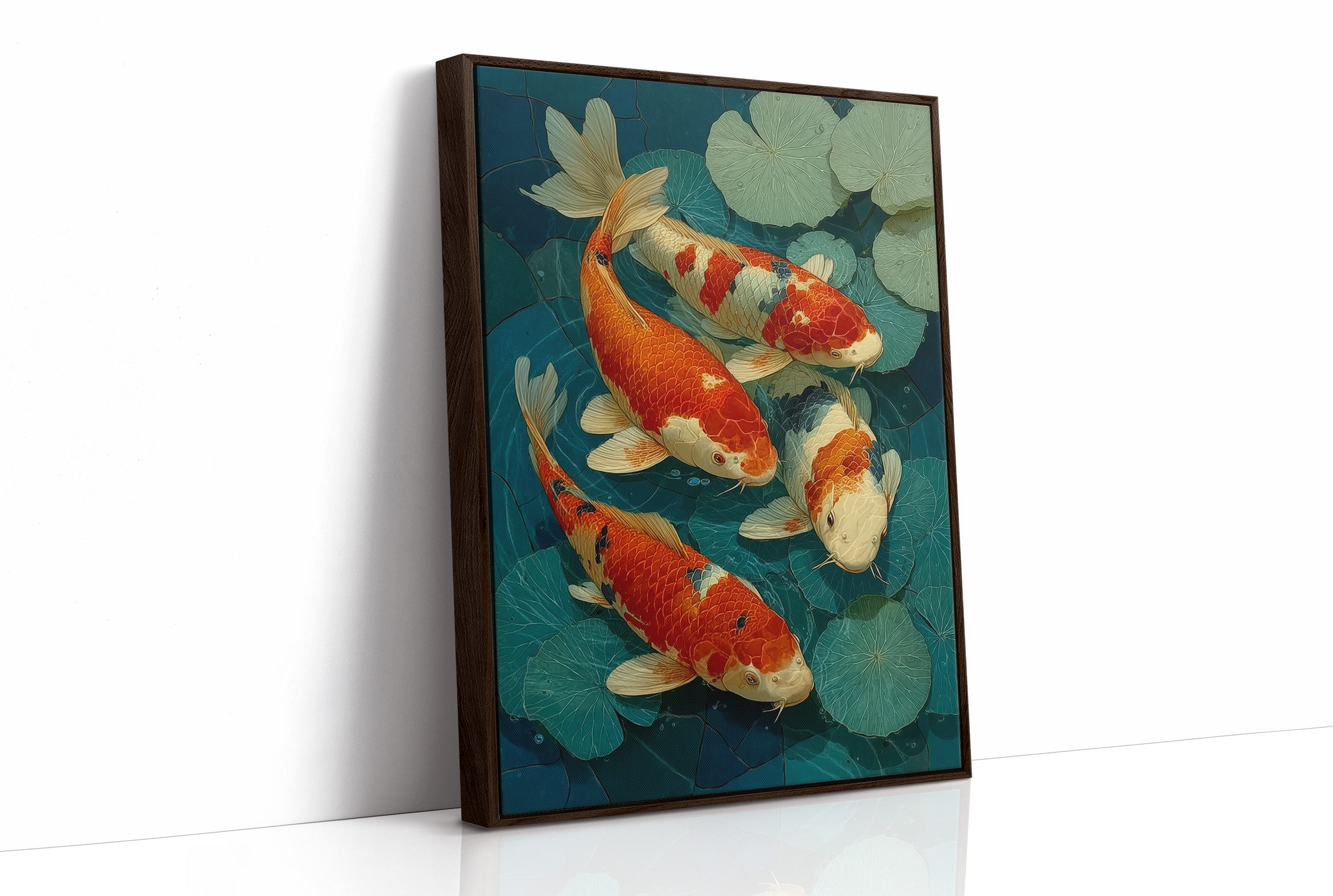 Koi Dance Among Jade Lilies