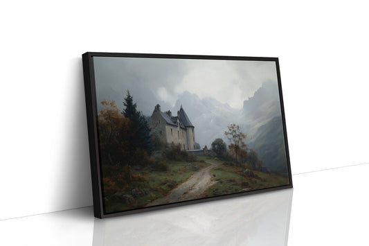 Castle Perched On Misty Hillside