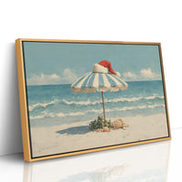Santa Hat on Beach Umbrella