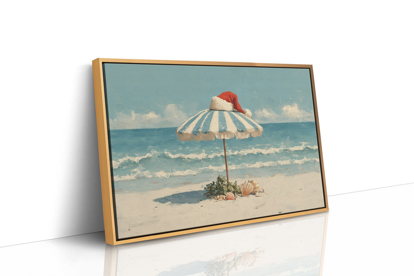 Santa Hat on Beach Umbrella