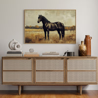Majestic Black Stallion – Rustic Western Horse Wall Art Print