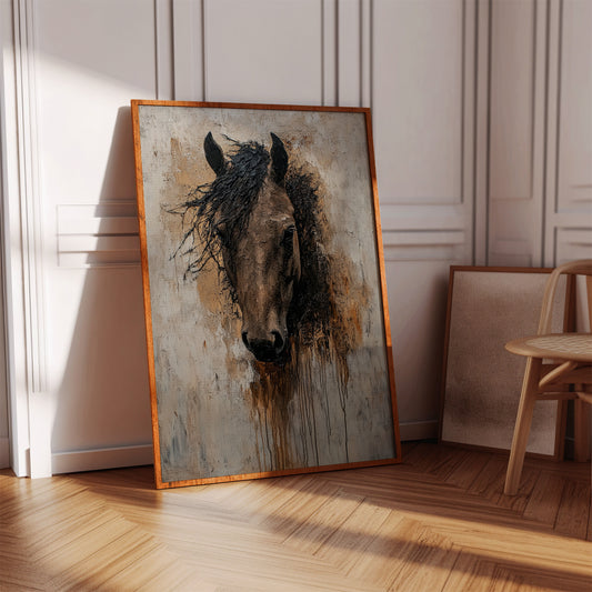 Rawhide Gaze Textured Horse Portrait