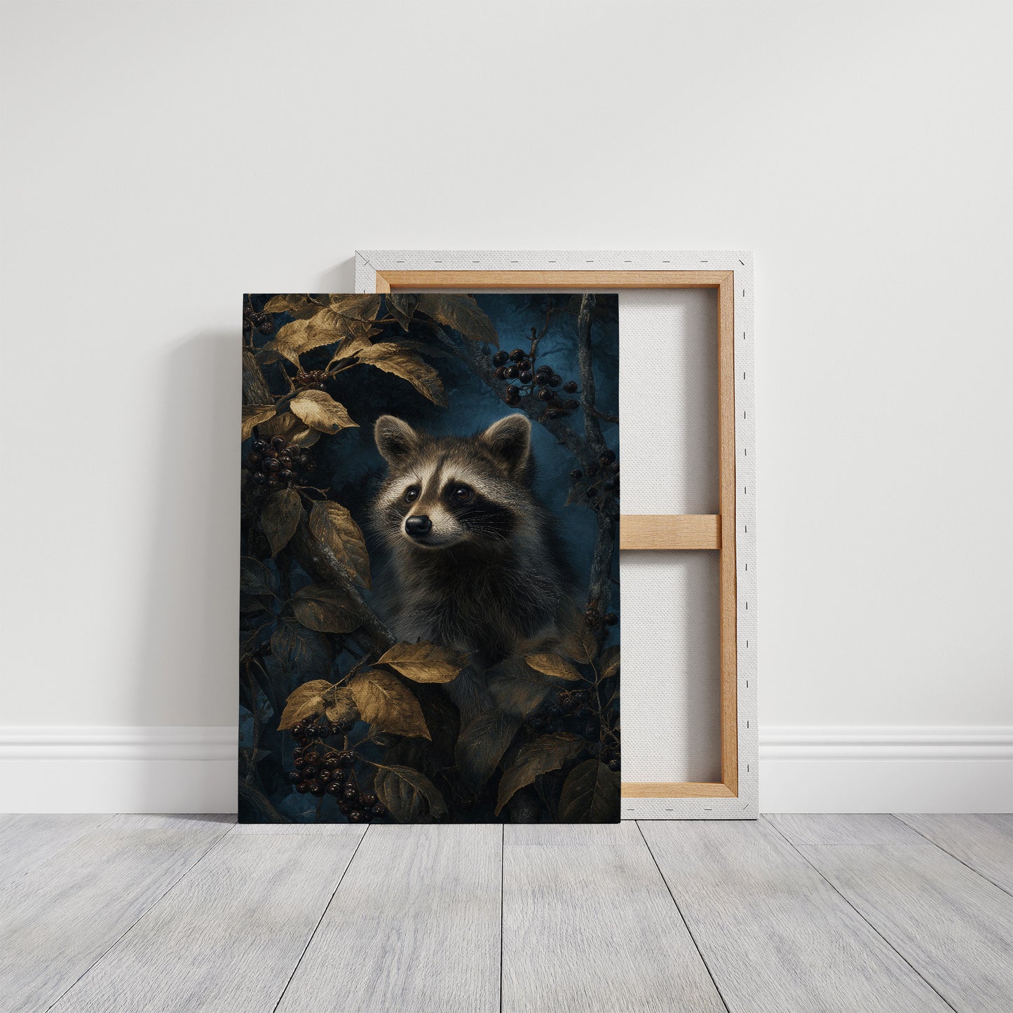 Midnight Visitor Behind Golden Leaves