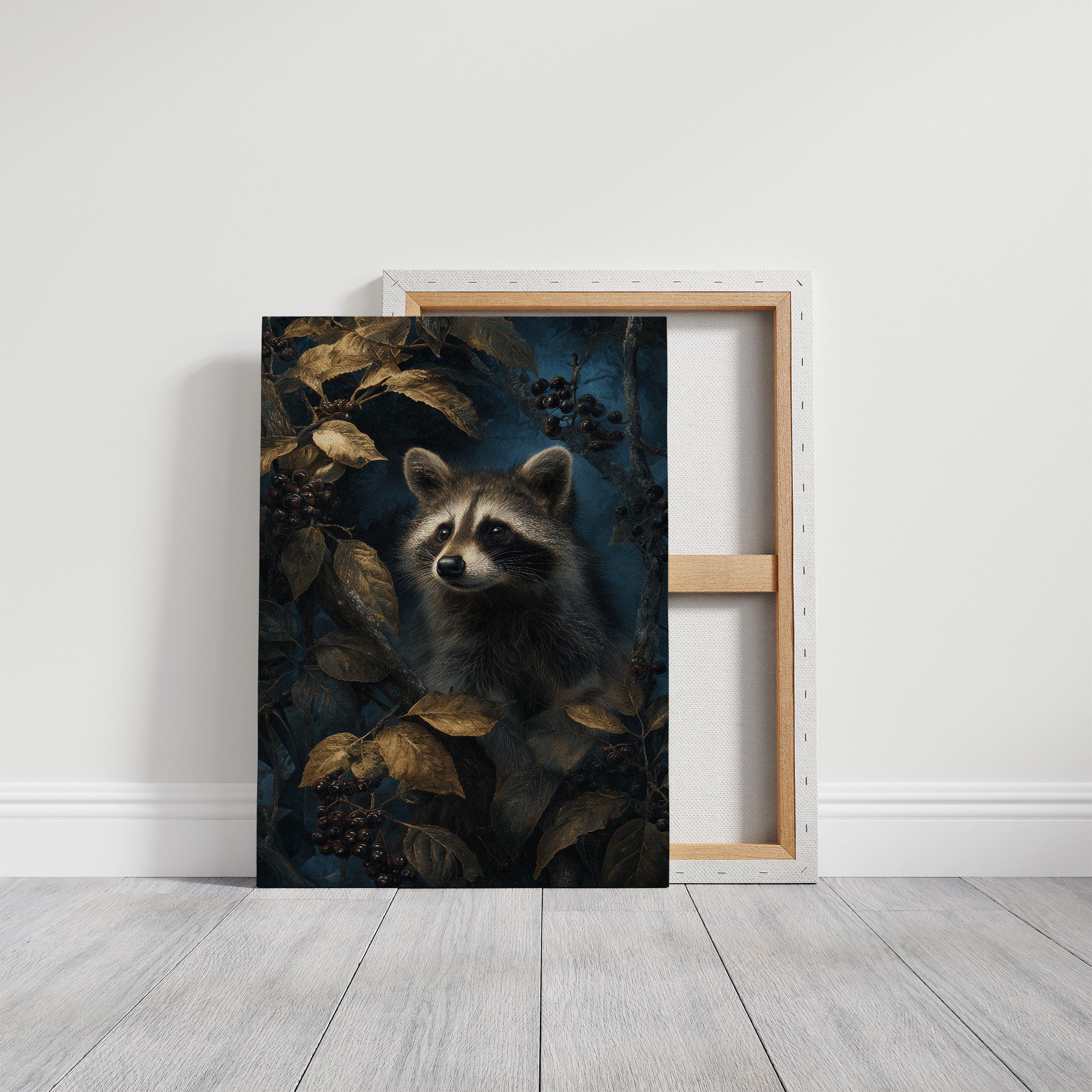 Midnight Visitor Behind Golden Leaves