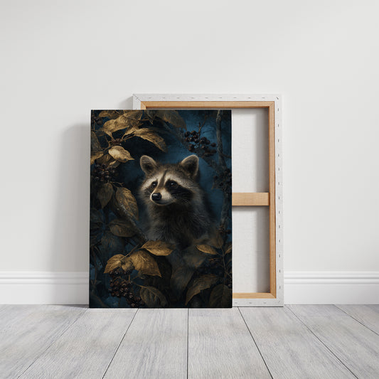 Midnight Visitor Behind Golden Leaves