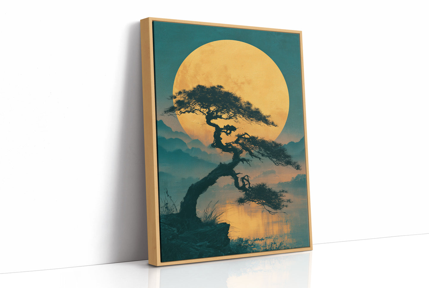 Bonsai Beneath the Golden Moon
