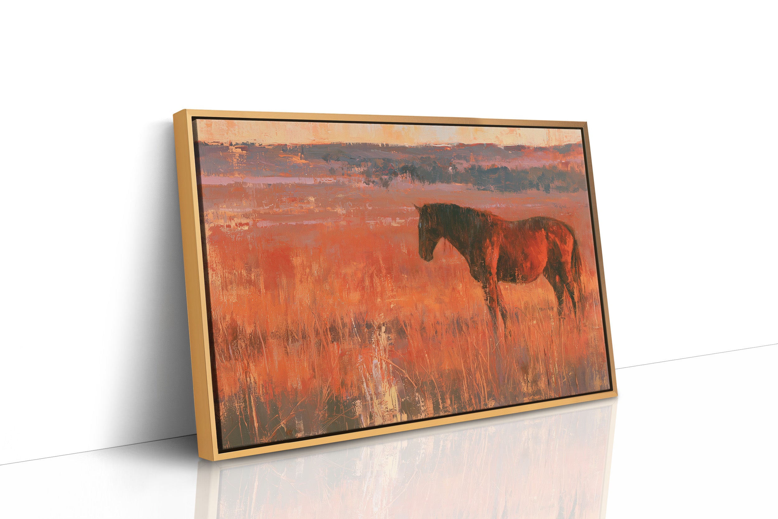 Grazing Horse, Crimson Dusk