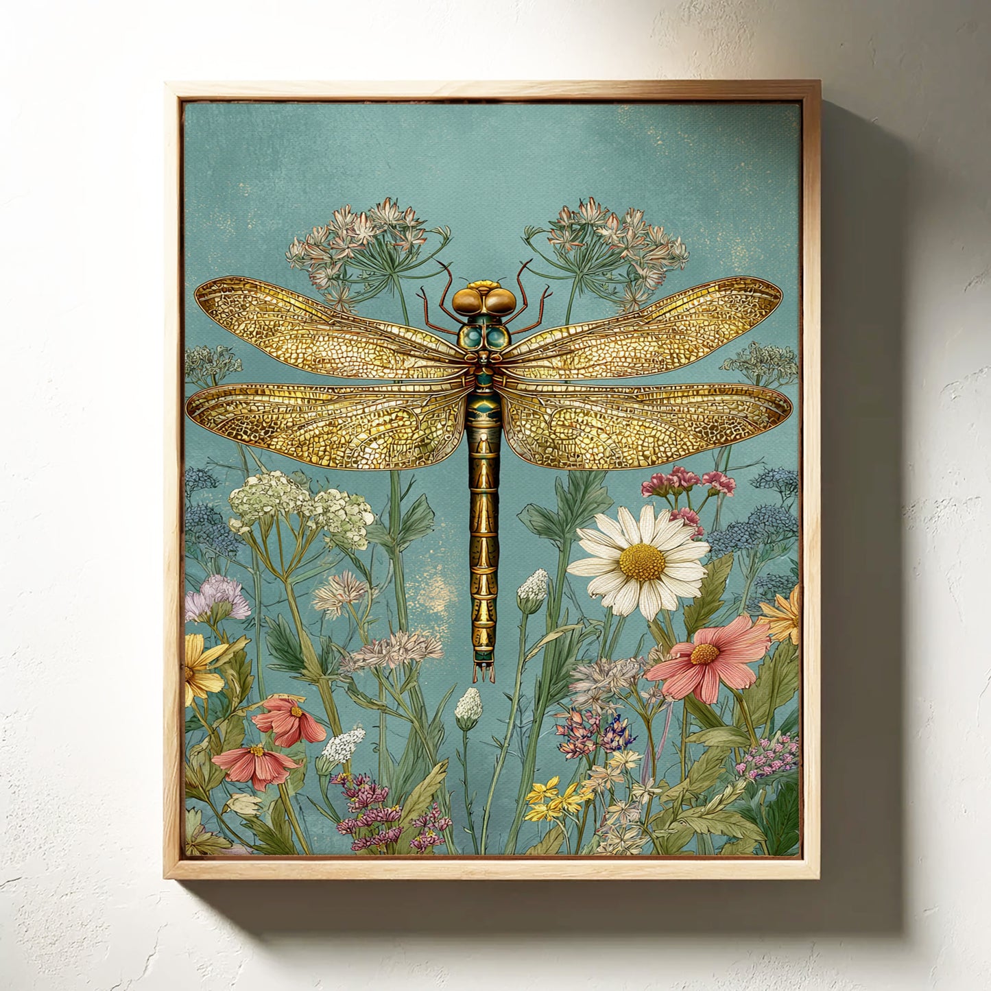 Golden Wings Amidst Wild Blooms