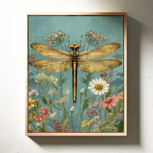 Golden Wings Amidst Wild Blooms