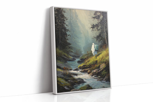 The Hiker Beneath Misty Pines
