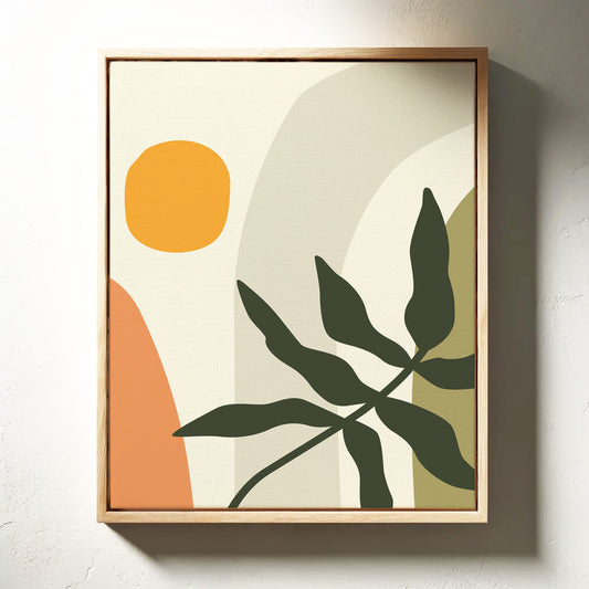 Sunlit Leaves Against Soft Curves