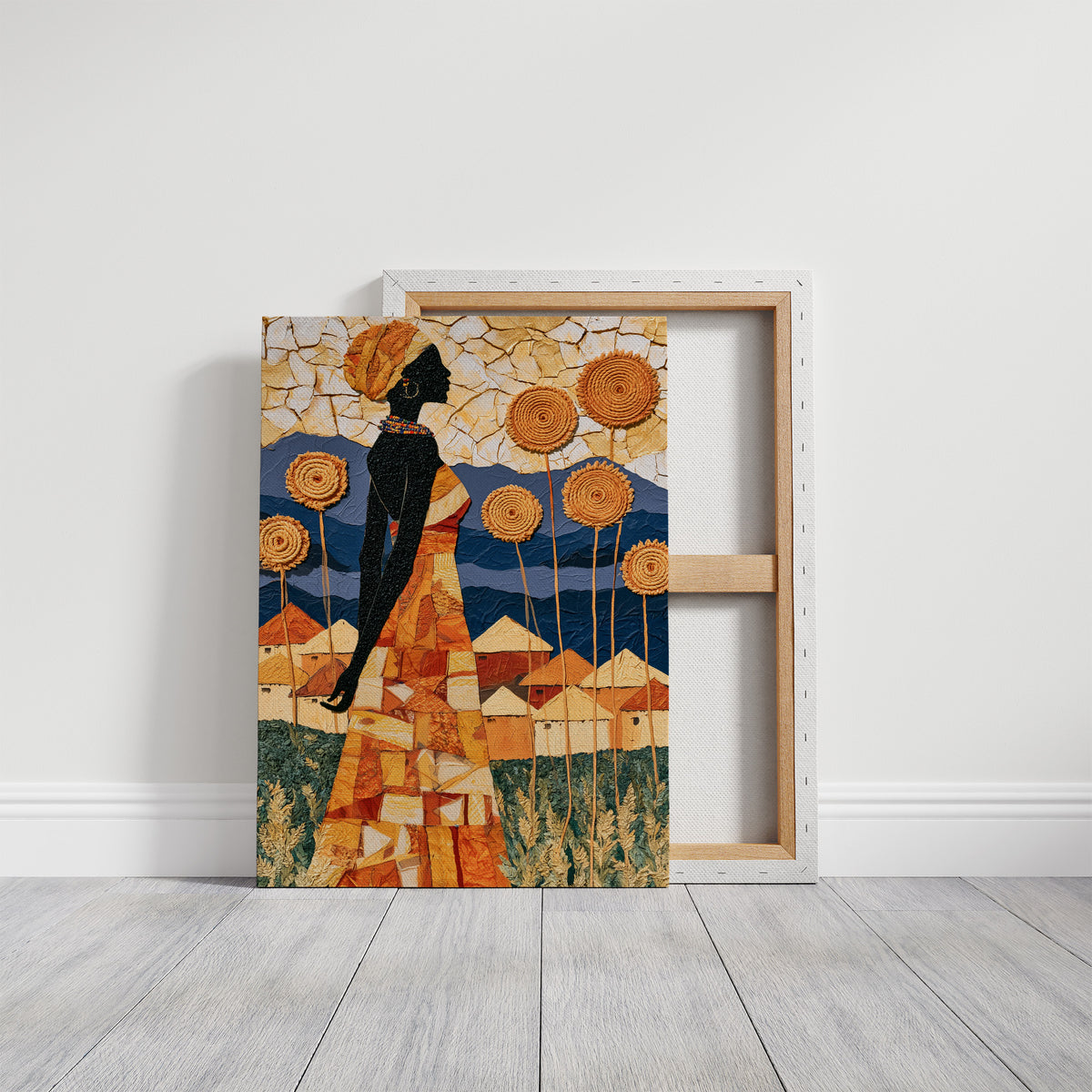 African Village Textile Collage