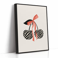 Zebra Cherries Tied With Coral Silk