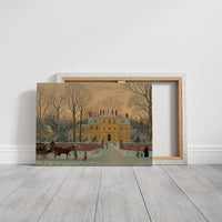 Yellow Manor Awaits Winter Evening