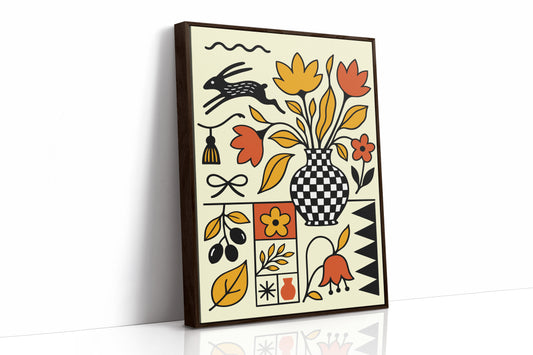 Checkered Vase Folk Still Life