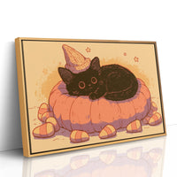 Sleepy Witch Kitten Pumpkin Nap