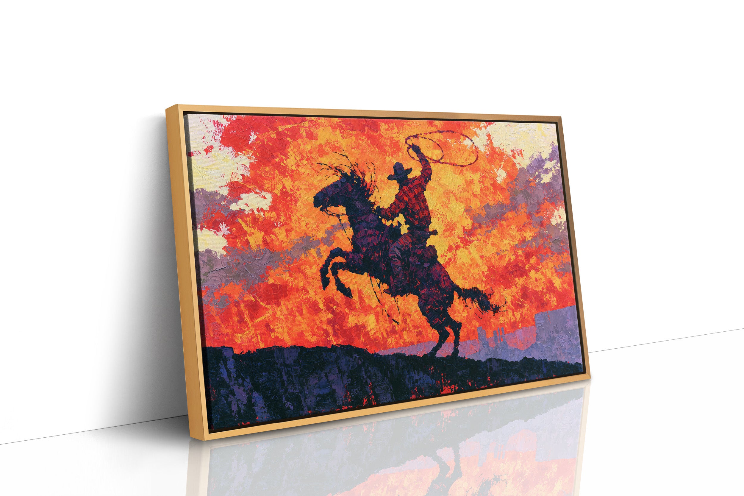 Rearing Cowboy, Desert Sunset Blaze