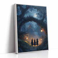 Three Figures Beneath the Moonlit Canopy