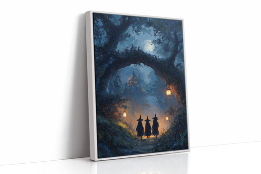 Three Figures Beneath the Moonlit Canopy