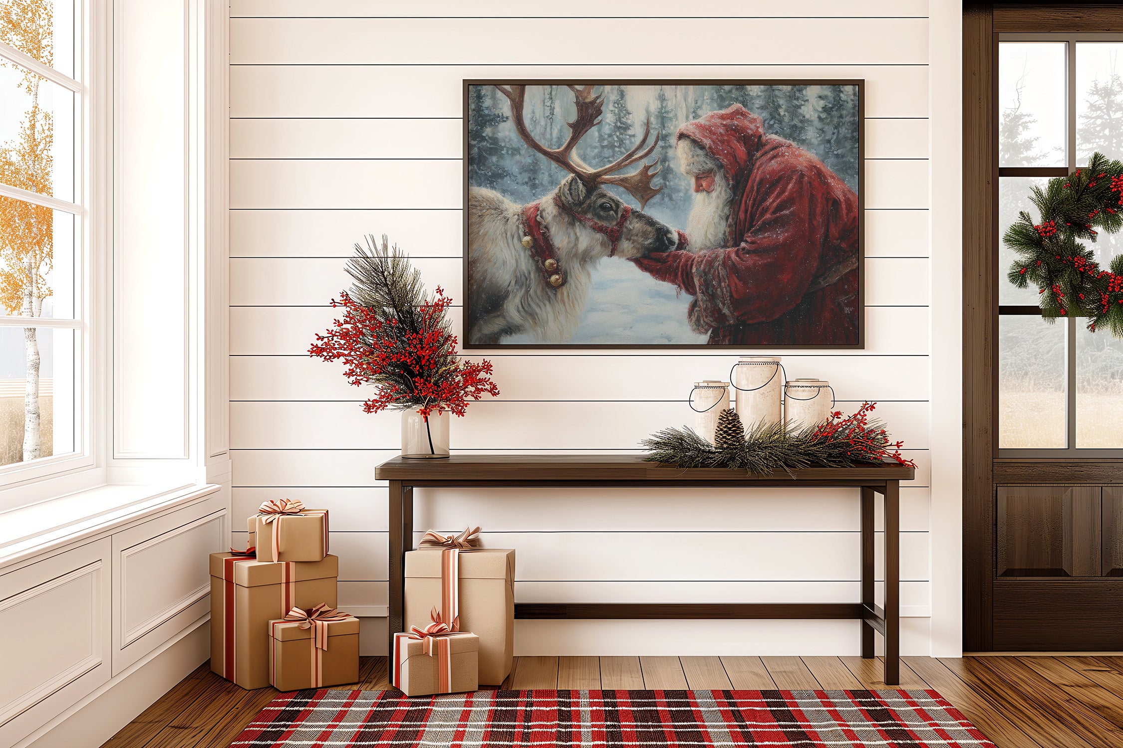 Reindeer Meets Winter's Gentle Friend