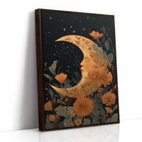 Copper Crescent Among Starlit Petals