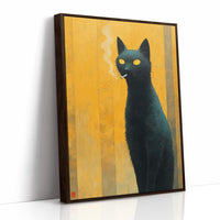 Midnight Cat Against Golden Dawn