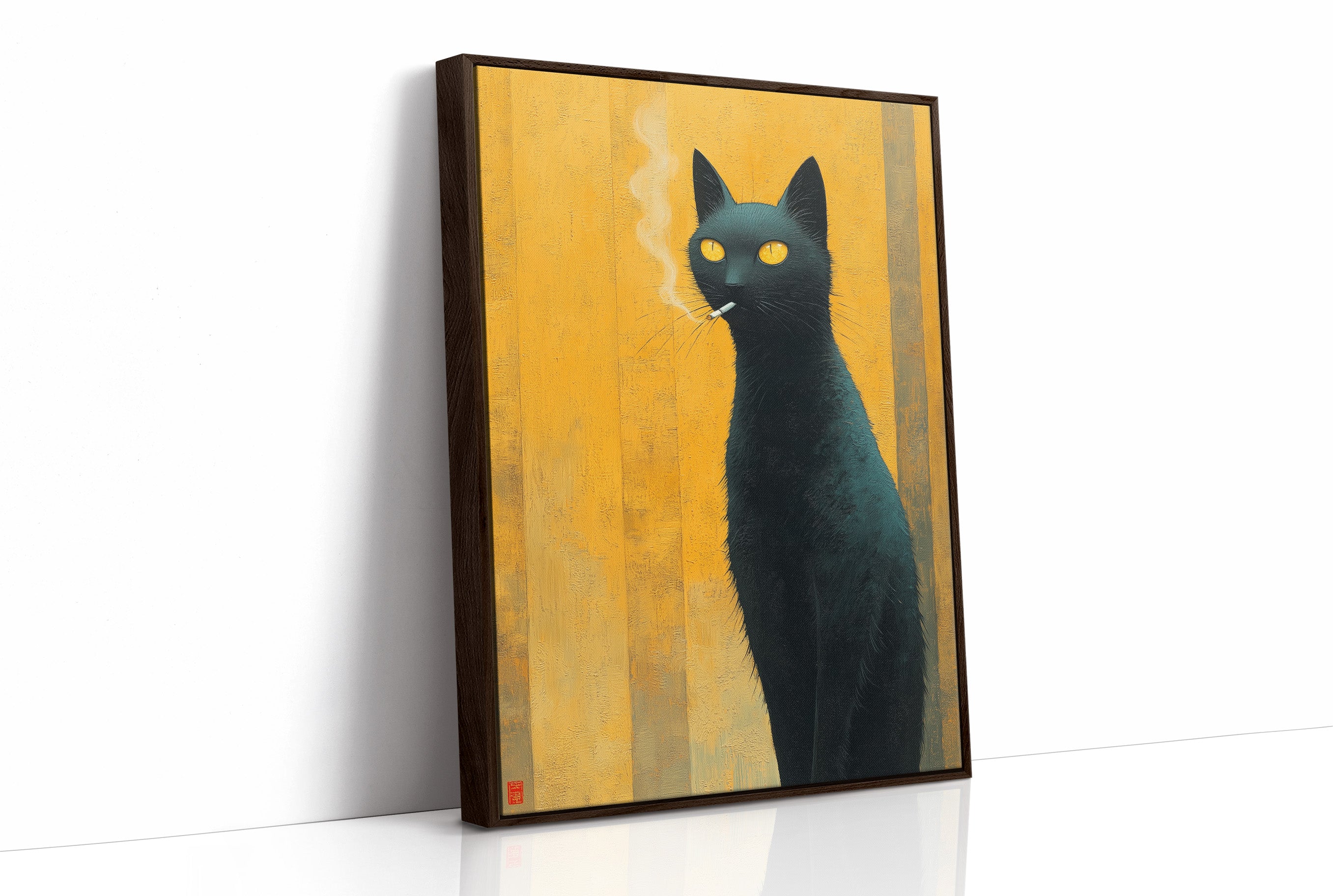 Midnight Cat Against Golden Dawn