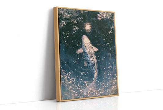 Koi Beneath the Falling Blossoms