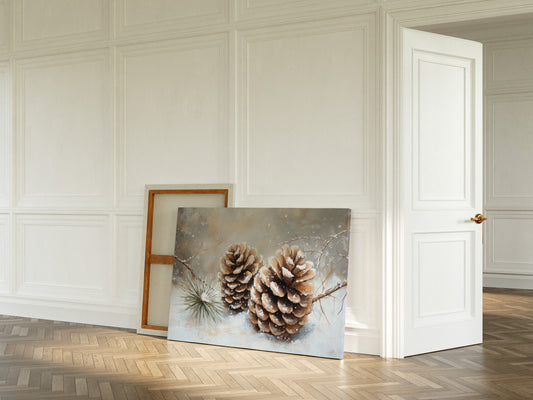 Pine Cones Catch December's First Snow