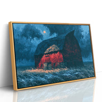 Red Barn Under a Blue Moon