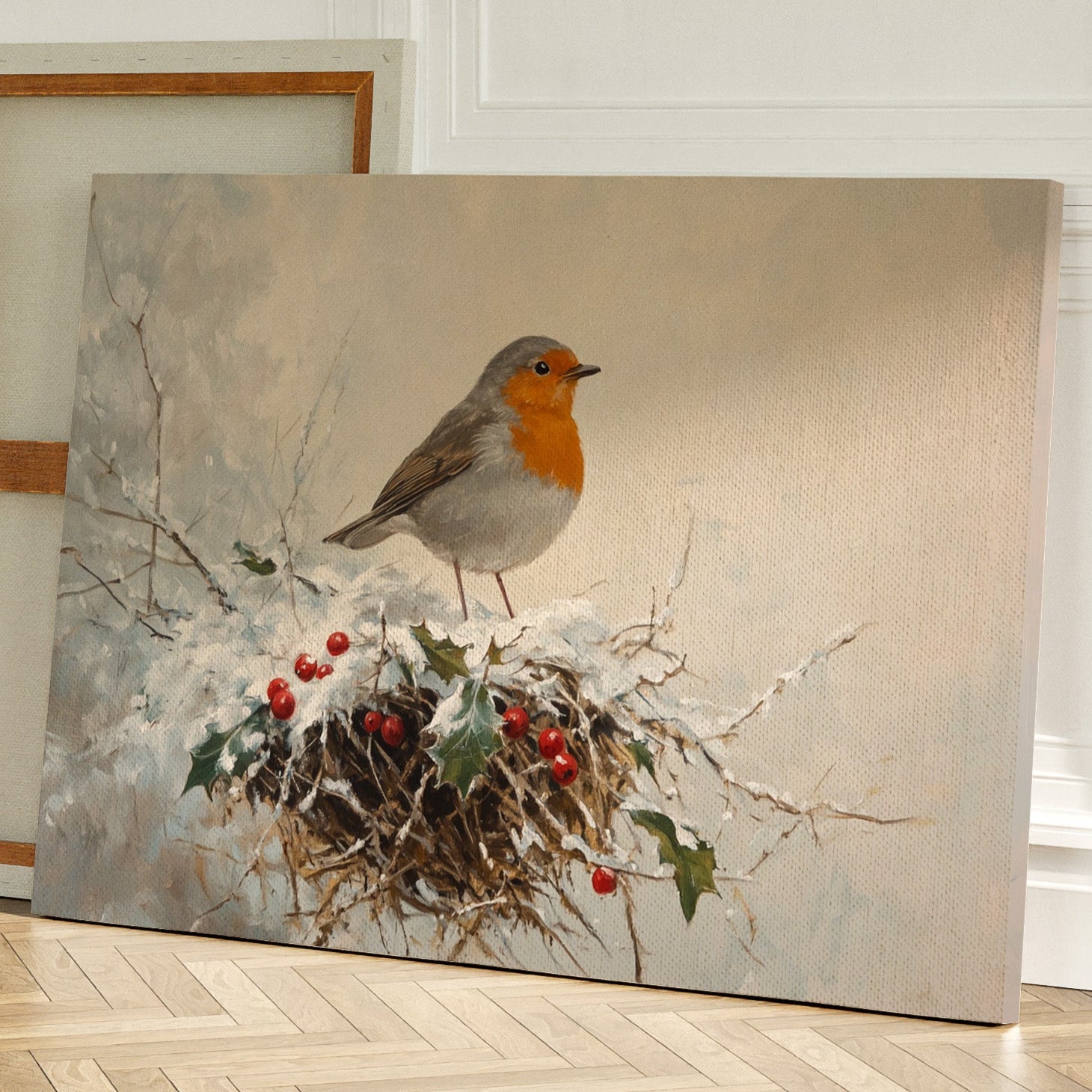 Robin's Winter Song Among Berries