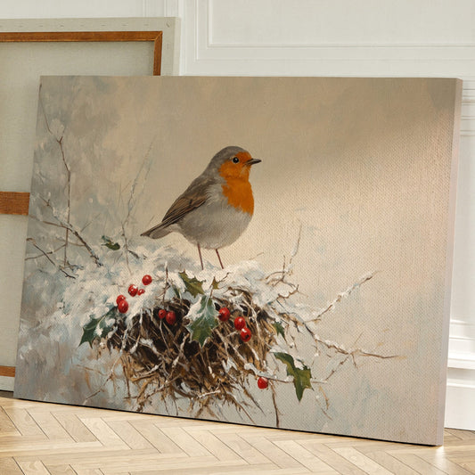 Robin's Winter Song Among Berries