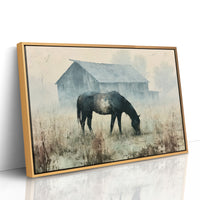Grazing Horse, Foggy Farmstead