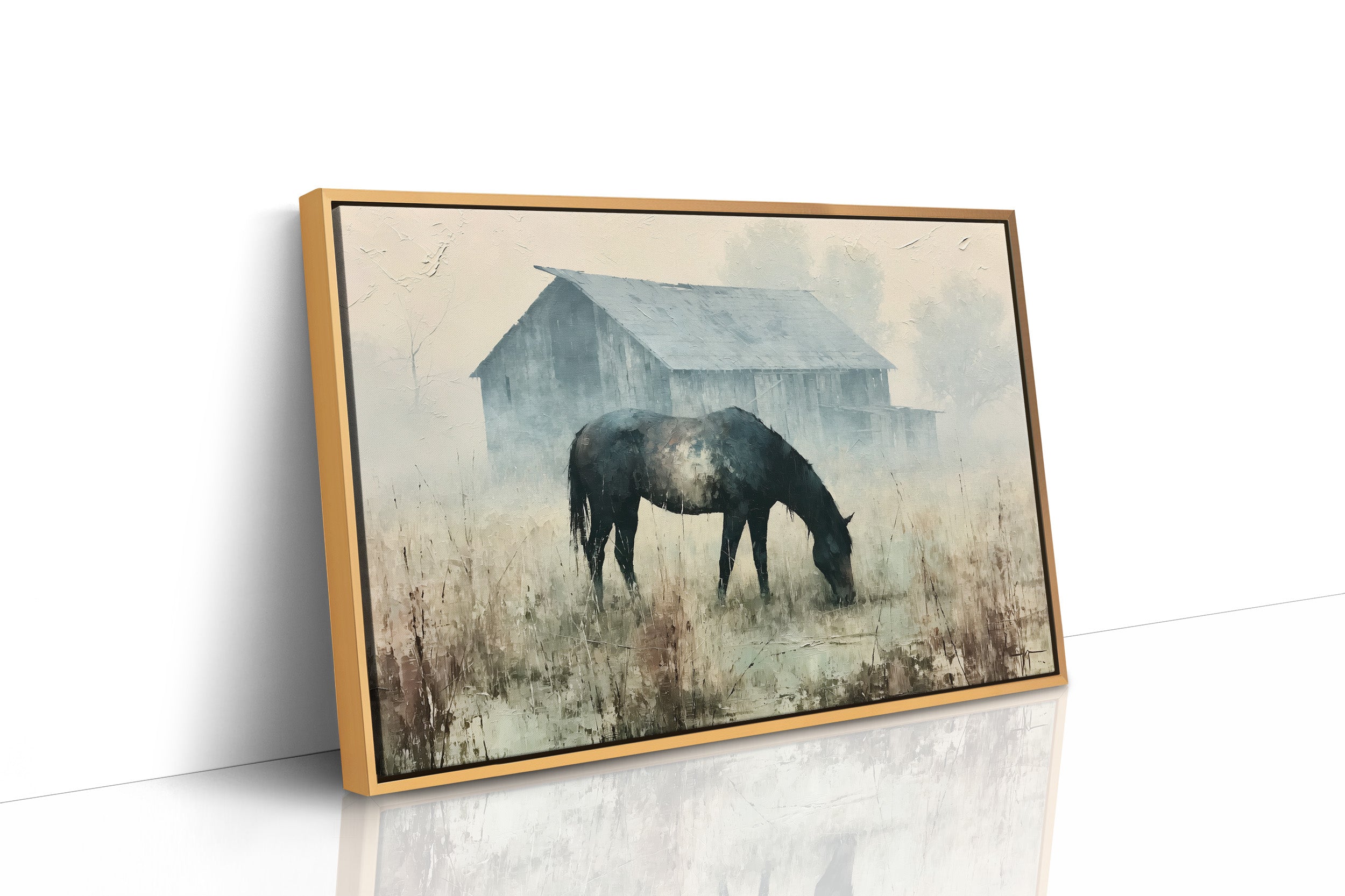 Grazing Horse, Foggy Farmstead