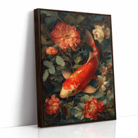 Scarlet Fins Among Coral Peonies