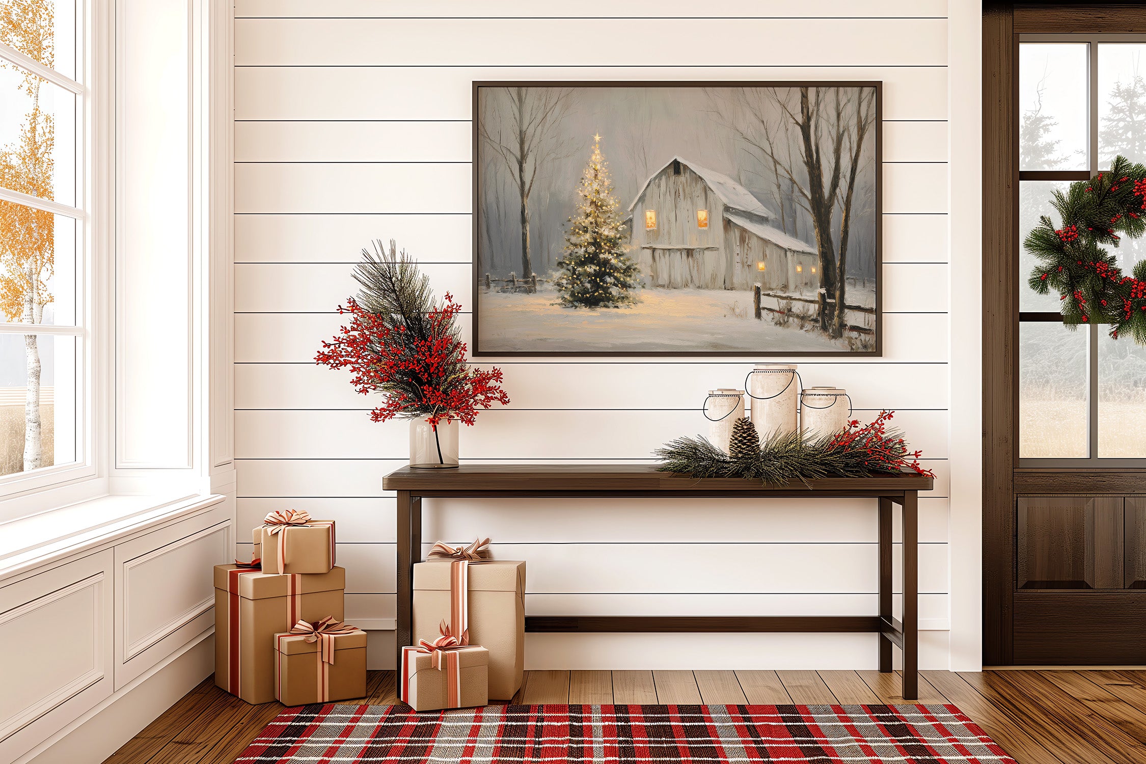 Winter Barn Glows With Christmas Magic