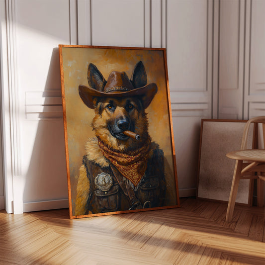 German Shepherd Sheriff in the Saddle