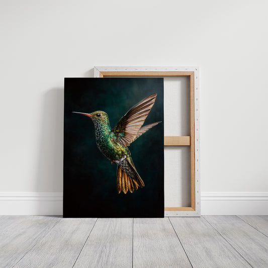 Jeweled Flight Against Midnight Teal