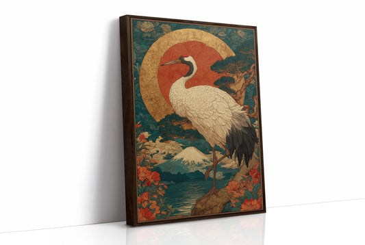 Noble Crane Greets Rising Sun