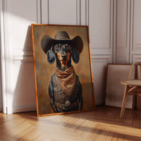 Cowboy Dachshund in Leather and Lace