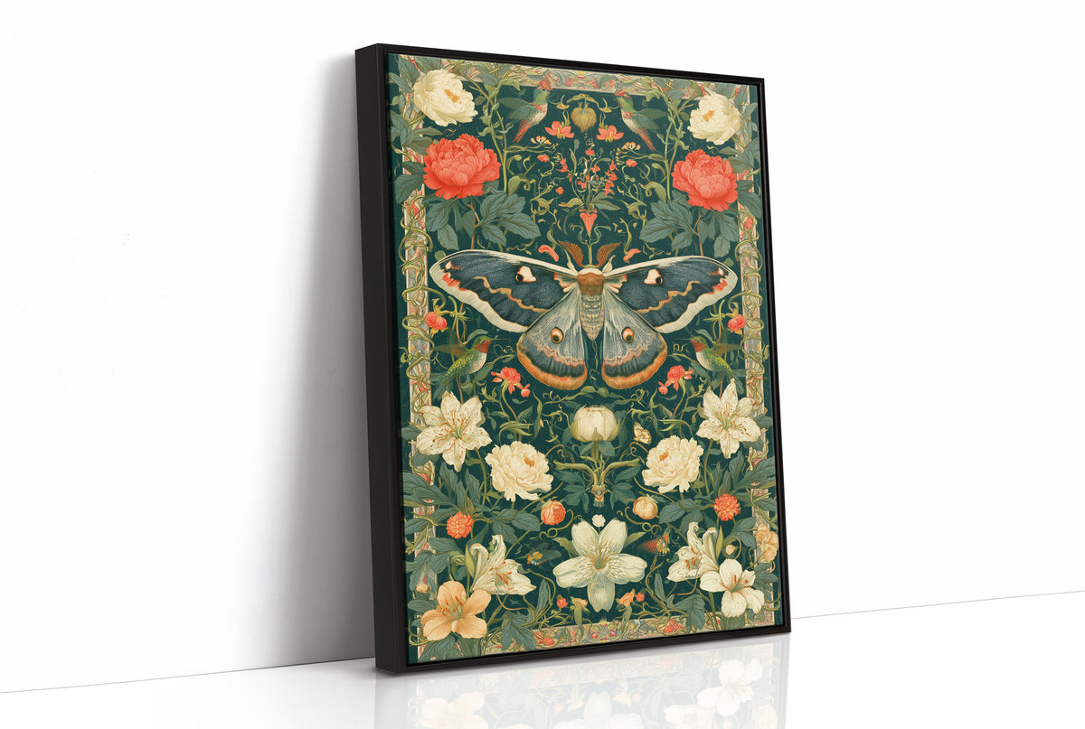 Emperor Moth Presides Over the Peonies