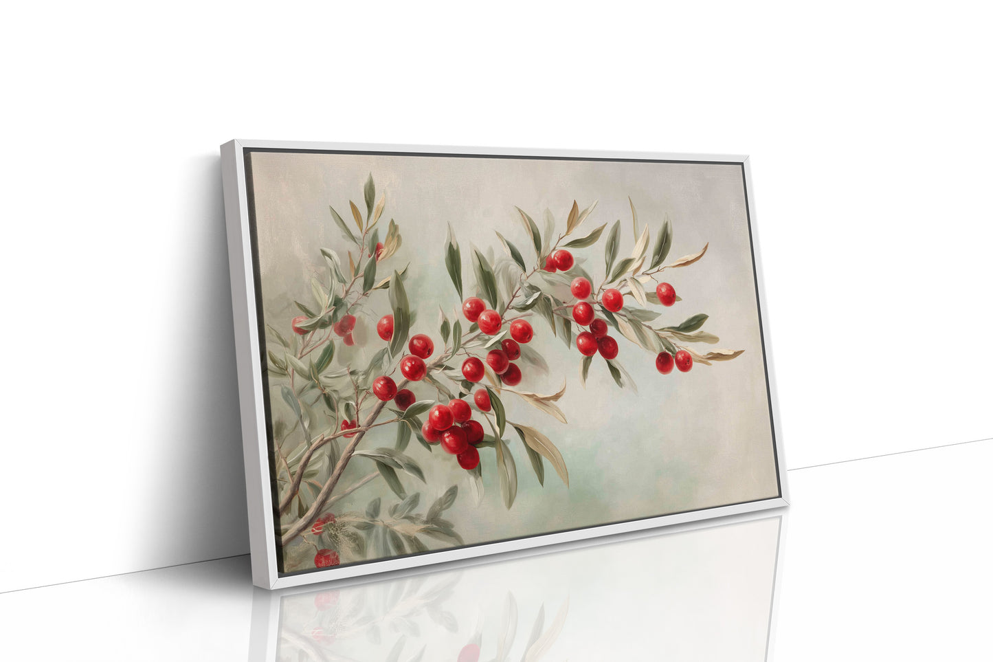 Crimson Berries on Silver Boughs