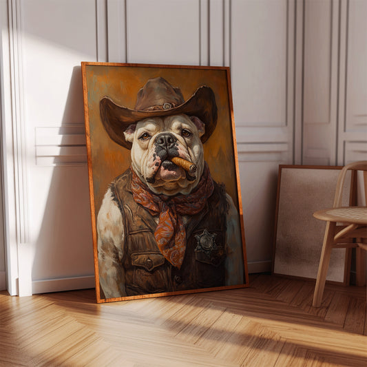 Bulldog Sheriff with a Cigar and Scowl