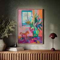Wooden Horse By Summer Window
