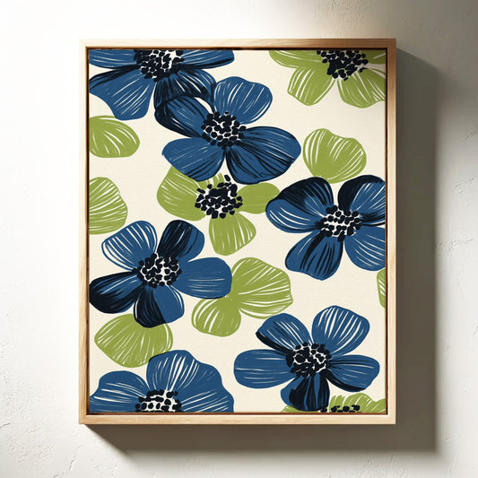 Summer Blossoms Drift In Navy