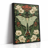 Luna Moth Rests Among Magnolias and Berries