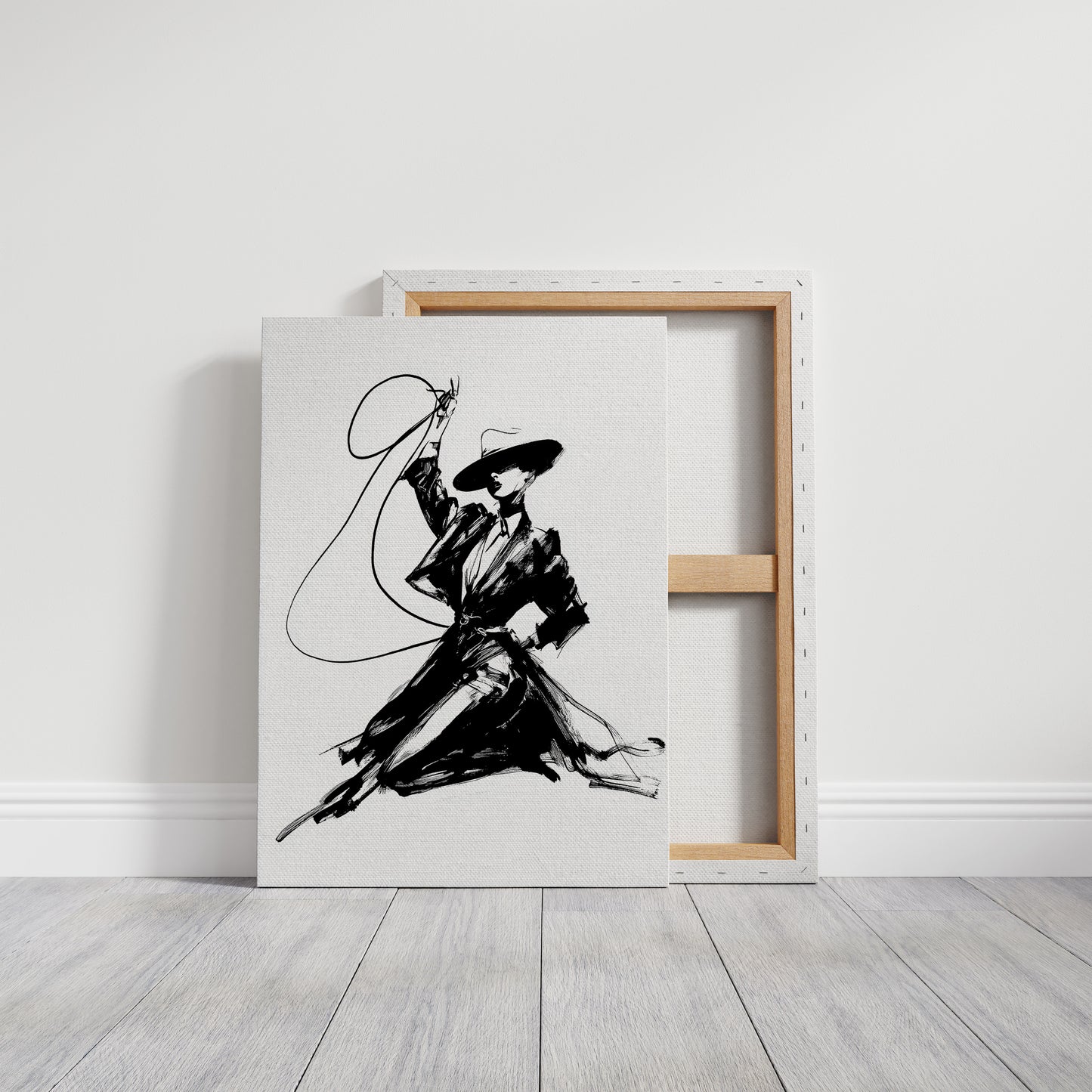 Noir Elegance: Brushstrokes in Motion