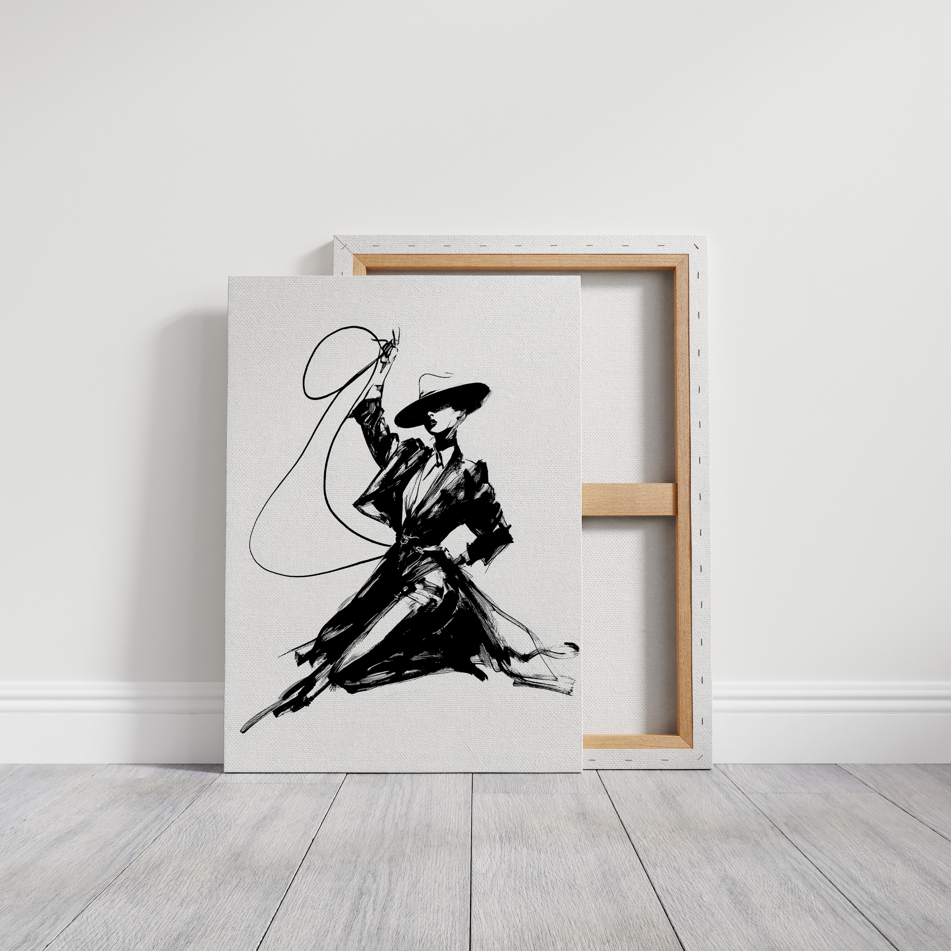 Noir Elegance: Brushstrokes in Motion