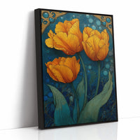 Three Tulips in a Tiled Dream